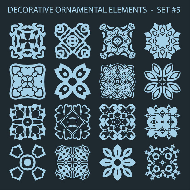 Vector set of abstract ornamental elements in vintage style. Template for design - ベクター画像