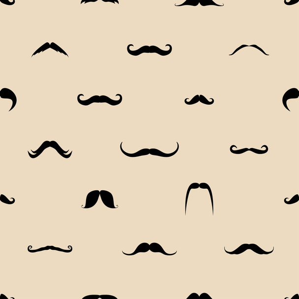Vintage dad mustaches vector seamless pattern. Background with hipster mustaches, illustration of gentleman mustache - Vector, imagen
