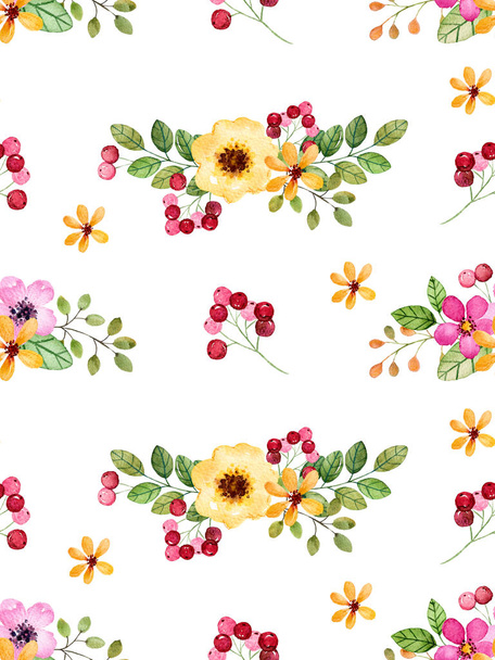Watercolor floral seamless pattern  - Zdjęcie, obraz