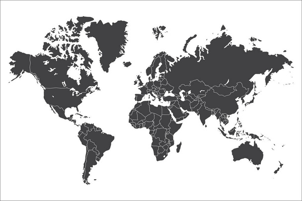 Politieke wereld kaart geïsoleerd op witte achtergrond, vectorillustratie - Vector, afbeelding