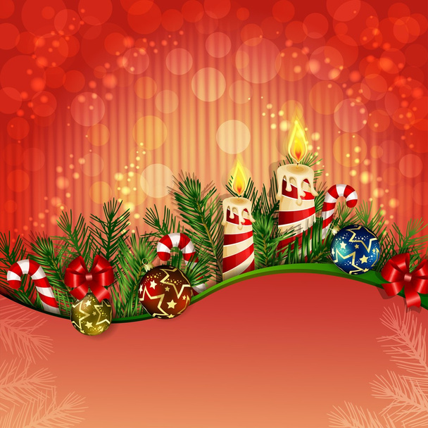 Рождественский фон с горящими свечами - Вектор,изображение