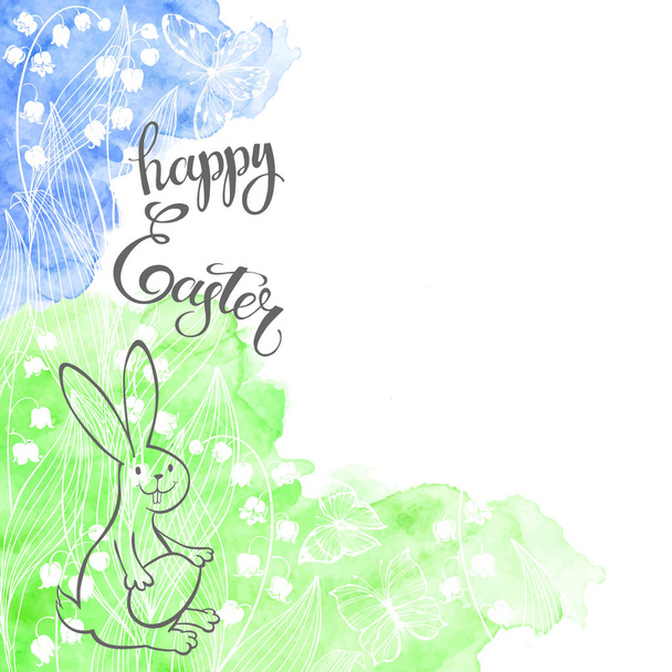 Tarjeta festiva de Pascua con conejo
 - Vector, imagen