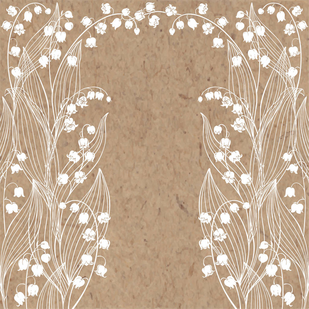 craft paper texture with lily flowers - ベクター画像