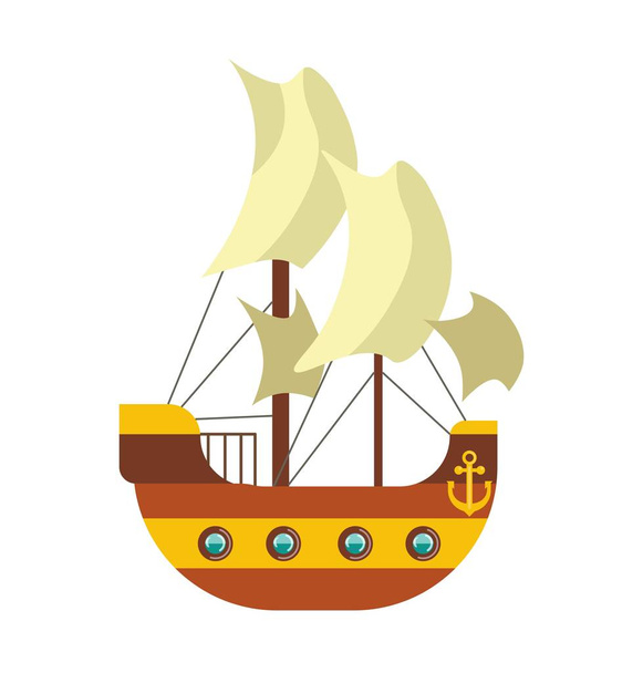 Pirates ship with sail canvas - Διάνυσμα, εικόνα