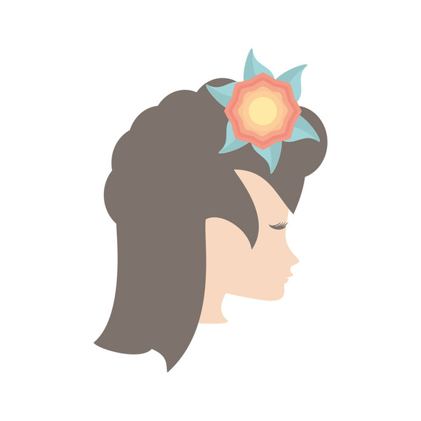 profile woman flower romantic image - Вектор,изображение