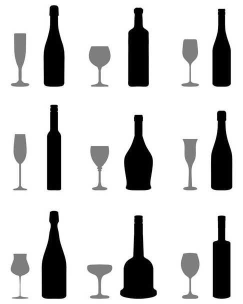 glasses and bottles - Vector, Image