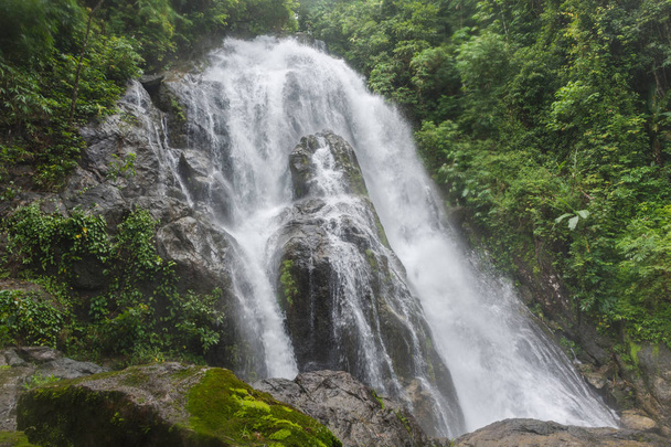 Pun Ya Ban Waterfall at Lamnam Kra Buri National Park in Ranong, - Fotó, kép