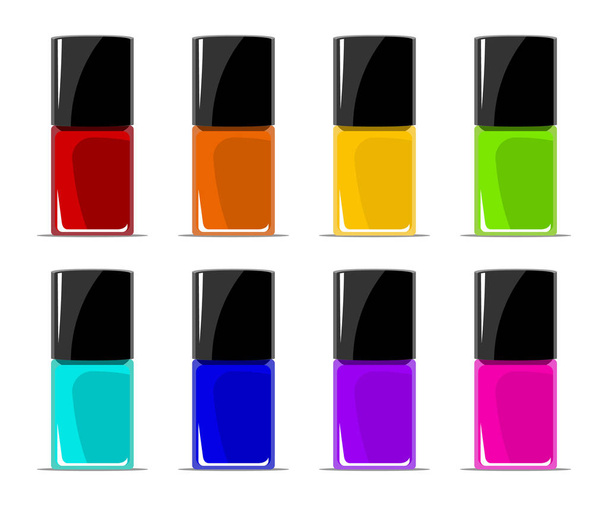透明なボトルに含まれるネイル ラッカーの色 - ベクター画像