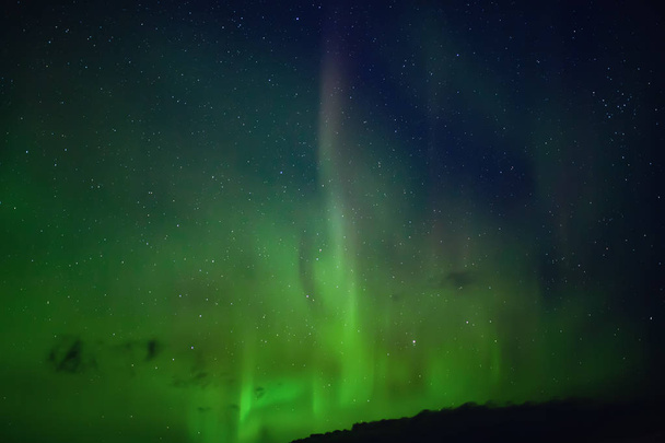 Northern lights. Aurora borealis nature landscape at night - Photo, Image