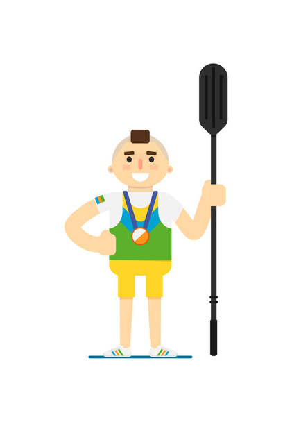 Smiling canoe rowing sportsman with medal - Vector, afbeelding