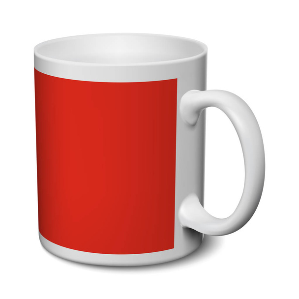 Tasse grise et rouge réaliste 3D maquette sur fond blanc vecto
 - Vecteur, image