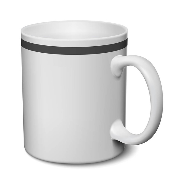 graue und schwarze Tasse realistische 3D-Attrappe auf weißem Hintergrund vec - Vektor, Bild