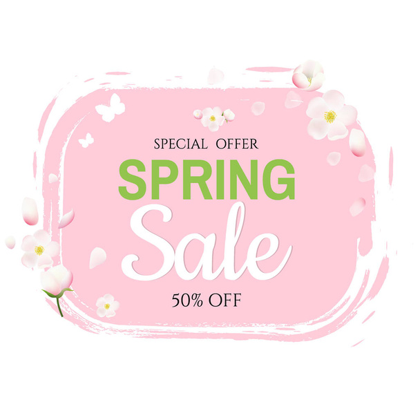 Pink Stain With Flowers Sale banner - Διάνυσμα, εικόνα