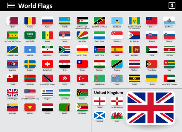 Ikony vlajky světa s názvy v abecedním pořadí - Vektor, obrázek