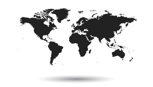Blank black political world map isolated on white background. Worldmap Vector template for website, infographics, design. Flat earth world map illustration. - Vector, Image