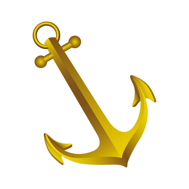 gold silhouette of anchor icon design - Vector, Imagen
