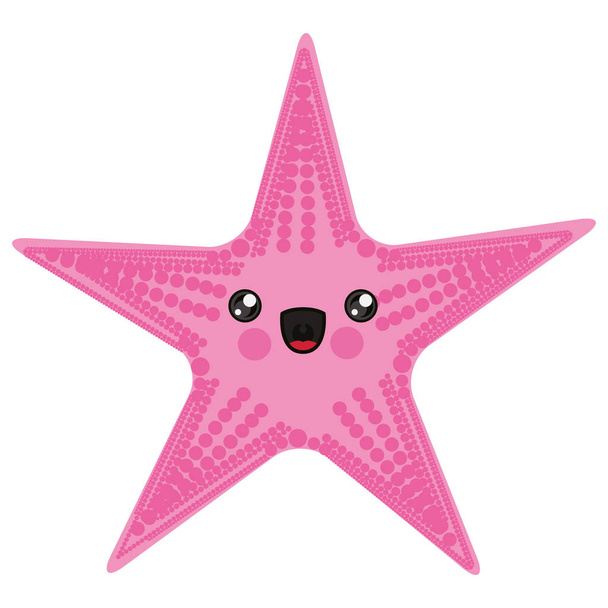 fondo blanco con dibujos animados estrella de mar rosa
 - Vector, imagen