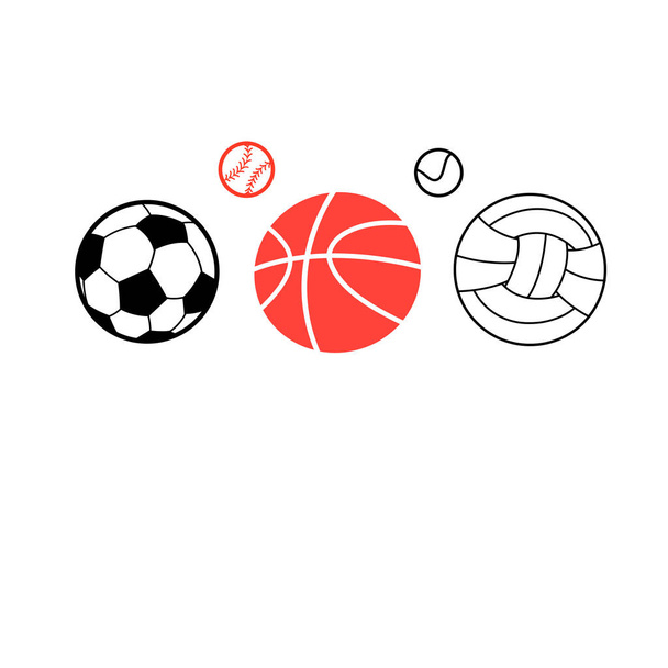 Vektor-Symbole verschiedener Sportbälle - Vektor, Bild