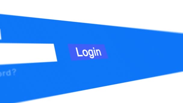 Het typen van wachtwoord op de loginpagina. Ondiepe scherptediepte. Blauwe intarface - Video
