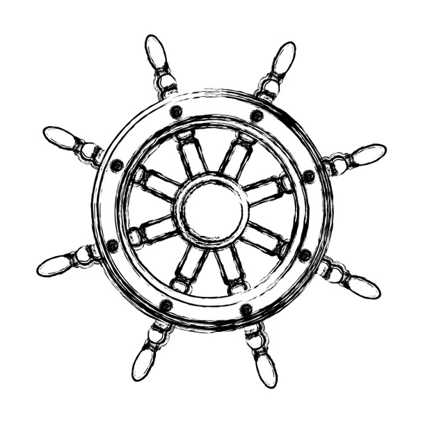 Monochrome Skizze der Bootssteuersymbol - Foto, Bild