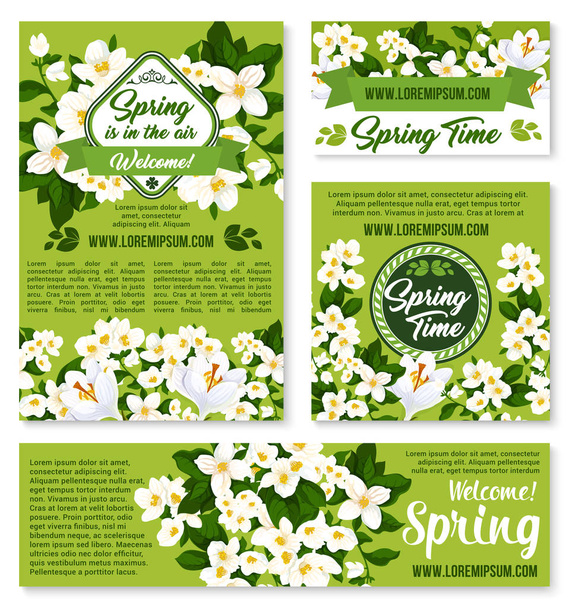 Design floral de primavera vetorial para saudações de férias
 - Vetor, Imagem
