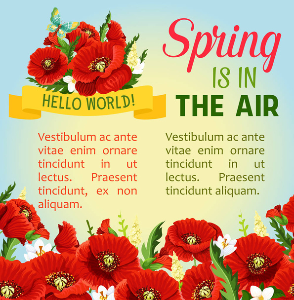 Vector Primavera tempo papoula flores saudação cartaz
 - Vetor, Imagem