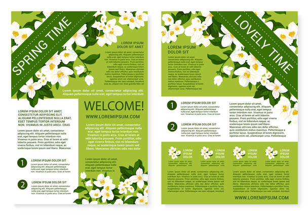affiches vectorielles printemps temps de fleurs blanches couronne
 - Vecteur, image