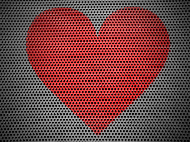 rotes Herz-Symbol auf Metallgrill gemalt - Foto, Bild