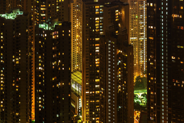 skyscrapers in Hong Kong at night - Foto, Imagen