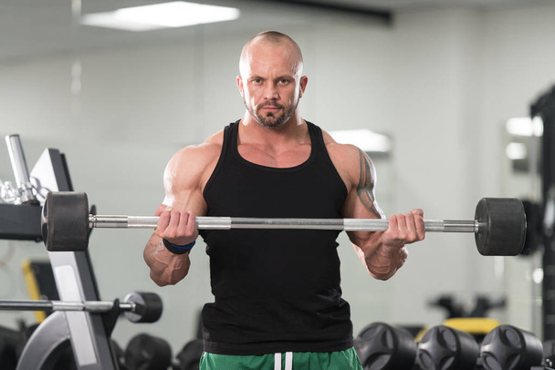 Biceps Exercise With Barbell - Photo, Image