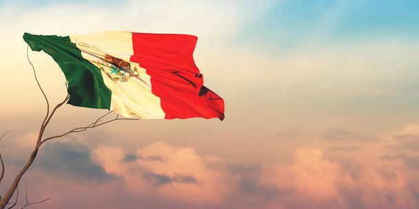 3d illusztráció a zászló Mexikó - Fotó, kép
