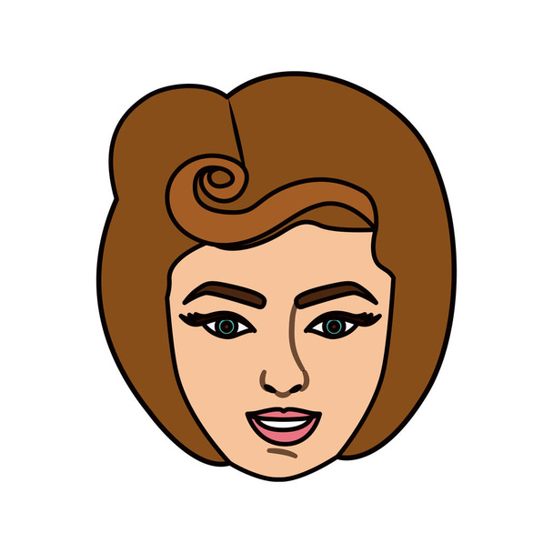 silhouette colorée de visage femme avec coiffure des années 80
 - Vecteur, image