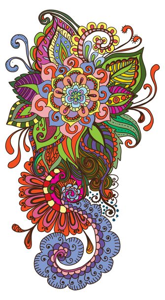 Hand drawn color floral background - Vektör, Görsel