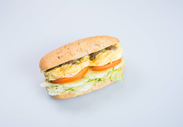 sandwich or tasty egg sandwich on background. - Фото, зображення