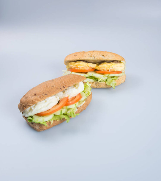 sandwich or tasty egg sandwich on background. - Zdjęcie, obraz