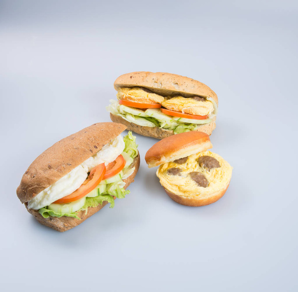 sandwich or tasty egg sandwich on background. - Foto, Bild