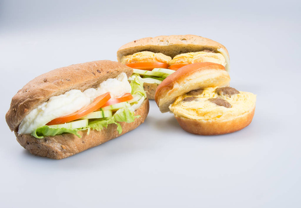 sandwich or tasty egg sandwich on background. - 写真・画像