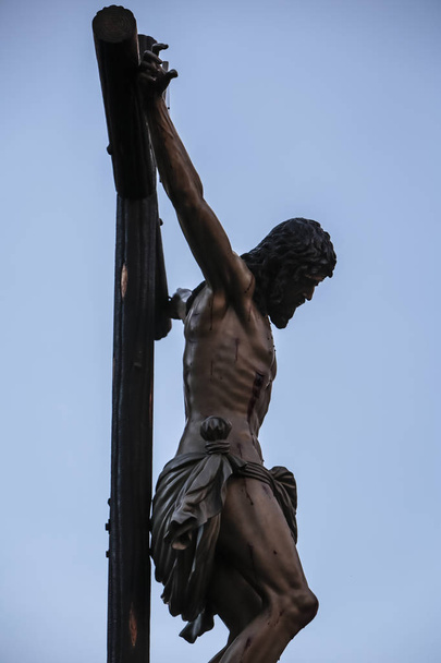 Figure of Jesus on the cross carved in wood by the sculptor Alvarez Duarte, Holy Christ of the Estudiantes, Linares, Jaen province, Spain - Photo, Image