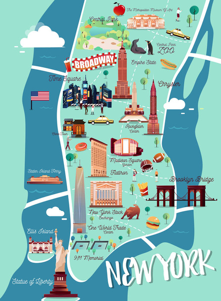Carte illustrée de New York Manhattan
 - Vecteur, image