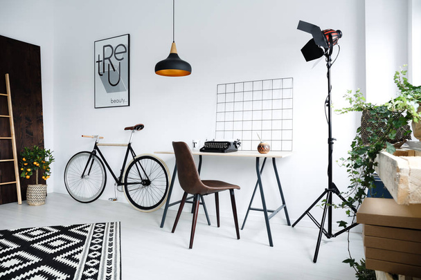 Simple home workspace with desk - Φωτογραφία, εικόνα