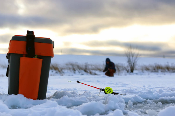 Malá zimní rybářský prut ice - Fotografie, Obrázek