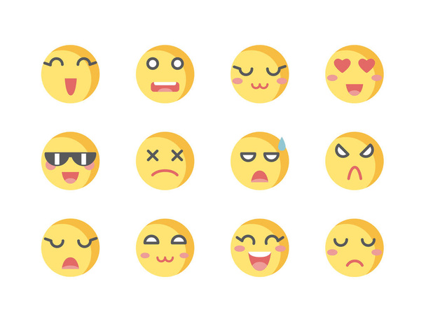 Emoticons instellen. Set van emoji illustratie  - Vector, afbeelding
