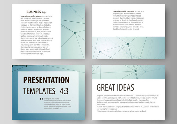Set of business templates for presentation slides. Abstract vector layouts in flat design. Geometric background, connected line and dots. Molecular structure. Scientific, medical, technology concept. - Vector, Image