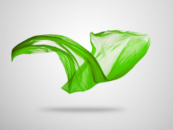 Smooth elegant green cloth on grey background - Foto, afbeelding