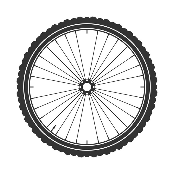 Fiets wiel symbool, vector. Fiets rubber. Berg de band. Ventiel. Fitness cycle.Mtb. Mountainbike. - Vector, afbeelding