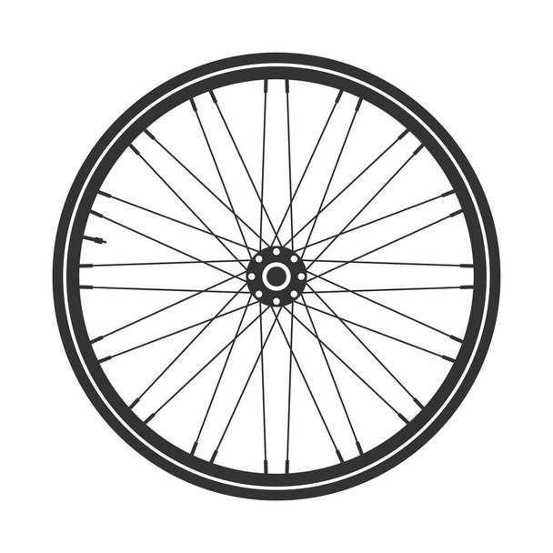 Símbolo de rueda de bicicleta, vector. Goma de bicicleta. Neumático de montaña. Válvula. Ciclo de fitness MTB. Mountainbike
. - Vector, imagen
