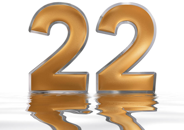 Числа 22, 22, отраженные на поверхности воды, изолированные
 - Фото, изображение