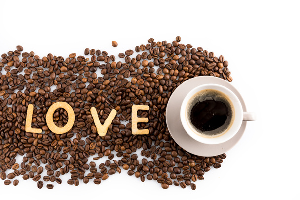 Tasse de café et grains de café - Photo, image