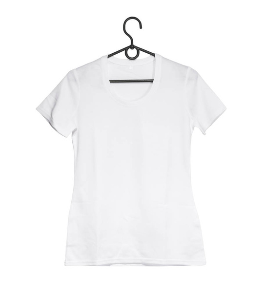 white woman t-shirt on hanger - Zdjęcie, obraz
