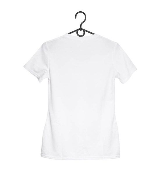 white woman t-shirt on hanger - Фото, изображение